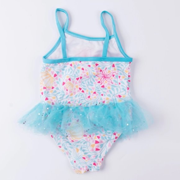 Girl girls toddler swimsuit one-piece Ariel Little Mermaid sparkly new colorful - Picture 2 of 5